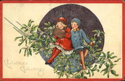 Christmas Greetings Children Postcard Postcard