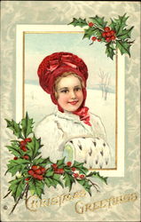 Christmas Greetings Children Postcard Postcard