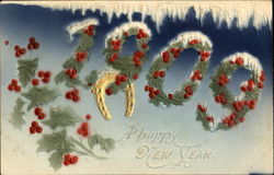 1909 A Happy New Year New Year's Postcard Postcard