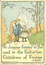 To The Fatherless Children Of France With Children Postcard Postcard