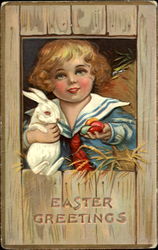 Easter Greetings With Children Postcard Postcard