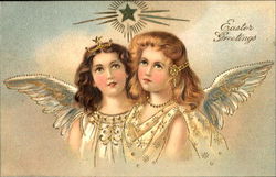 Easter Greetings With Angels Postcard Postcard