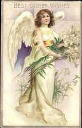 Best Easter Wishes With Angels Postcard Postcard