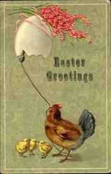 Easter Greetings With Chicks Postcard Postcard