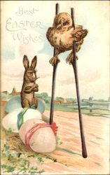 Best Easter Wishes Chick on Stilts Postcard