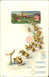 A Bright And Happy Easter With Chicks Postcard Postcard