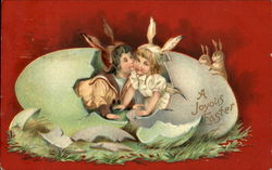 A Joyous Easter With Children Postcard Postcard