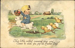 Easter Bunny & Chicks Postcard