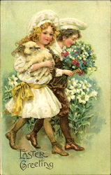 Easter Greeting With Children Postcard Postcard