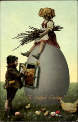 A Joyful Easter! With Children Postcard Postcard