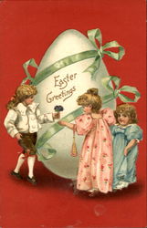 Easter Greetings With Children Postcard Postcard