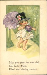 Girl with Parasol With Children Postcard Postcard