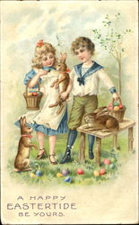 A Happy Eastertide Be Yours With Children Postcard Postcard