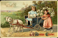 A Happy Easter With Children Postcard Postcard