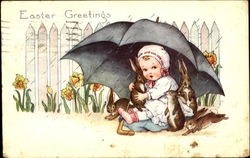 Easter Greetings With Children Postcard Postcard