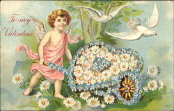 To My Valentine Wheelbarrow Cupid Postcard Postcard