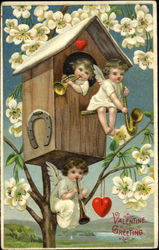 Valentine Greeting Cupid Postcard Postcard