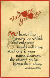 Valentine Greetings Postcard