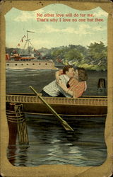 Couple in Rowboat Romance & Love Postcard Postcard