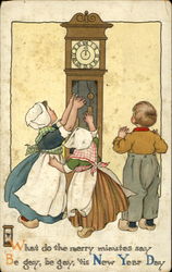 Grandfather Clock Dutch Children Postcard Postcard