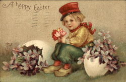 A Happy Easter With Children Postcard Postcard