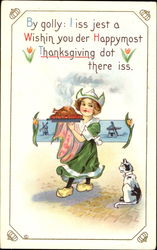 Girl with Turkey Children Postcard Postcard