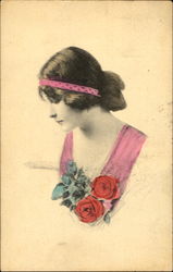 Hand Tinted Women Postcard Postcard