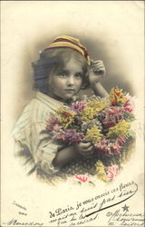 De Laris Je Vous Envoie Ces Fleurs Tinted Children Postcard Postcard