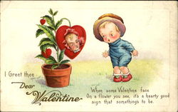 I Greet Thee Dear Valentine Postcard