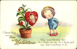 I Greet Thee Dear Valentine Postcard