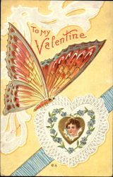 To My Valentine Butterfly Postcard