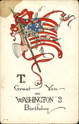 To Greet You On Washington's Birthday Postcard