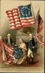 Betsy Ross Making The First Flag With Stars And Stripes Postcard