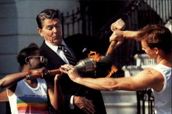 President Reagan Assists In Lighting the Olympic Flame Postcard