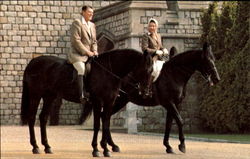 President Reagan And Queen Elizabeth II Ride Near Windsor Castle Ronald Reagan Postcard Postcard