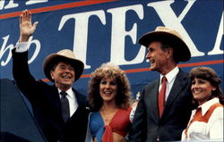 President Reagan And Vice President Bush Acknowledge Cheers In Austin Texas Postcard Postcard