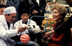 First Lady Nancy Meets One Of The Beneficiaries At The Peking Zoo Postcard