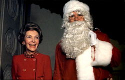 First Lady Nancy Reagan Gleefully Introduces Santa Claus Postcard