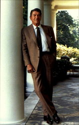 President Reagan Stands Outside The Oval Office Postcard