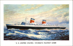 S. S. United States World's Fastest Liner Postcard