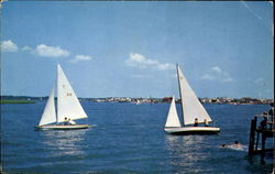 Sail Boats Racing On The Large Bay Wrightsville Beach, NC Postcard Postcard