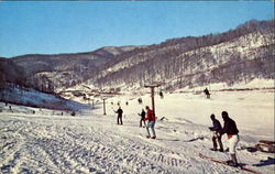 Colorful Panoramic View Of The Ski Slope North Carolina Skiing Postcard Postcard