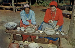 Cherokee Indian Pottery Makers, Oconaluftee Indian Village North Carolina Postcard Postcard