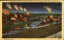 General View Of Youngstown Sheet And Tube Company Night View Ohio Postcard Postcard