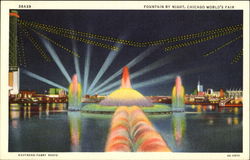 Fountain By Night Chicago World's Fair Postcard