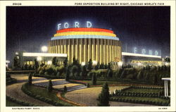 Ford Exposition Building By Night Postcard