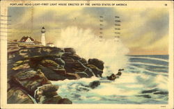 Portland Head Light First Light House Erected By The United States Of America Postcard