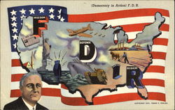 Democracy In Action FDR Presidents Postcard Postcard