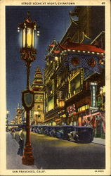 Street Scene At Night Chinatown San Francisco, CA Postcard Postcard