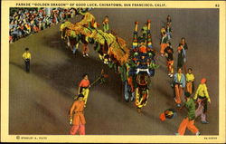 Parade Golden Dragon Of Good Luck Postcard